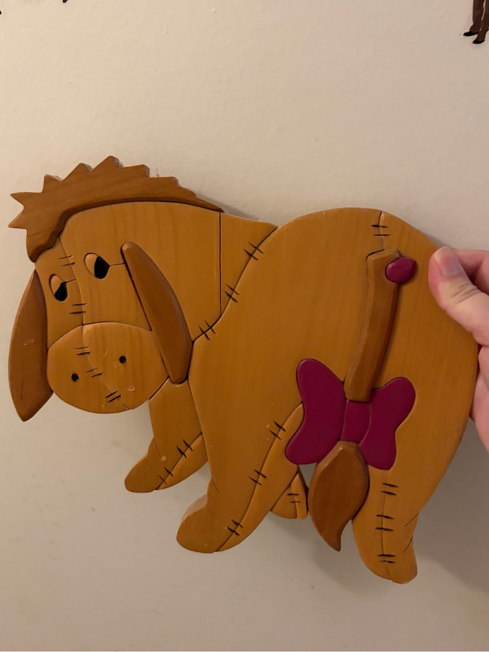 Vintage Wood-Worked Eeyore Wall Decoration